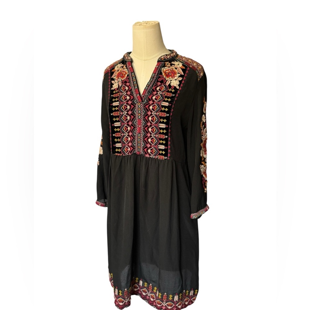 Johnny Was Black Embroidered Mini Dress - Picture 2 of 10
